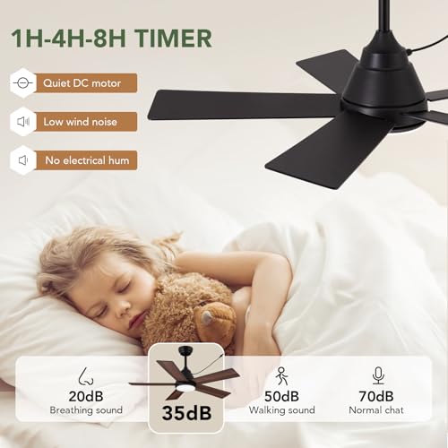 SPACORA 42 Inch Ceiling Fan with Light & Remote, Noiseless DC Motor, Indoor/Outdoor