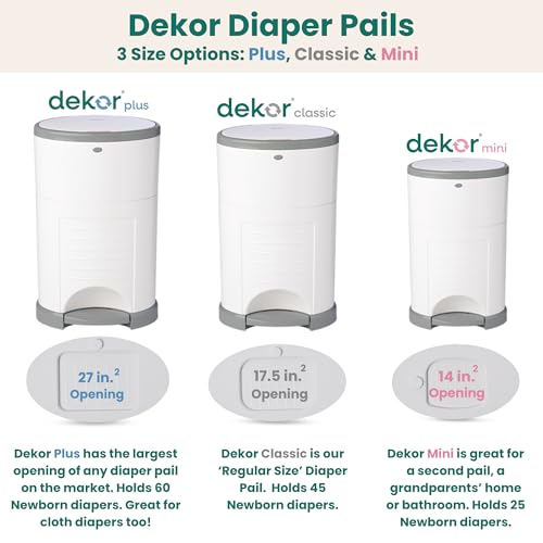 Diaper Dekor EKO Classic Diaper Pail White Eko White Hands-Free Refill System