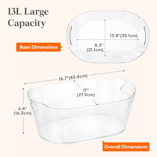Plastic Ice Bucket Set 13L for Parties and Events - 2 Pieces, BPA Free