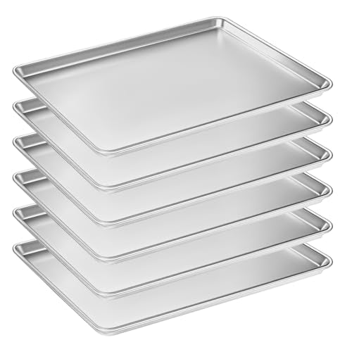 6 Pack Half Size Baking Sheet Pan Set, Aluminum Commercial Quality