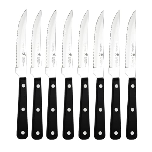 Henckels 8-Piece Razor-Sharp Steak Knife Set with Black Handles, 4.5 Inch