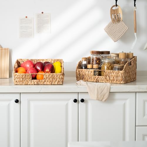 StorageWorks Hyacinth Pantry Baskets 2-Pack Natural Water Hyacinth, 15¾"L x 11"W x 7½"H & 14¼"L x 9¾"W x 6¾"H