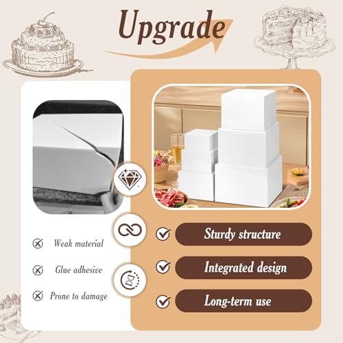 White Buffet Risers Set of 6 | Large Food Display Stands for Buffet Table & Dessert Presentation - 5 to 10 Inch Sizes