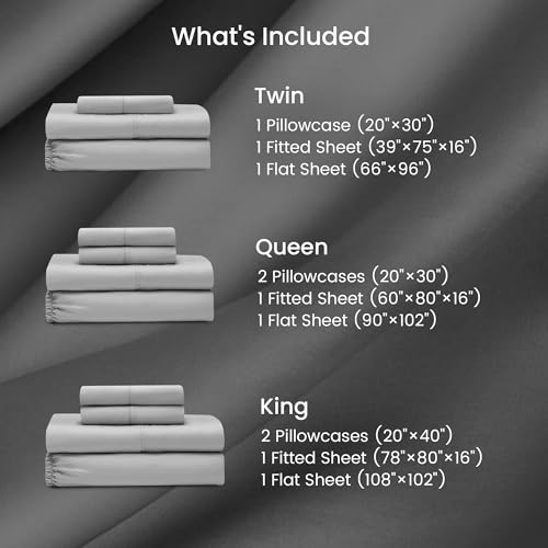 Queen Tencel Lyocell Sheet Set Silver Gray - Silky Soft, Breathable & Deep Pocket