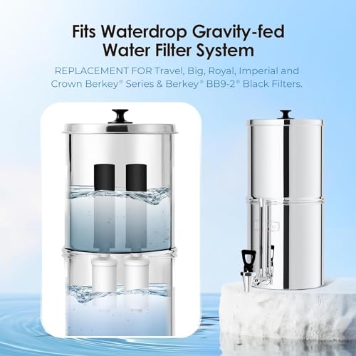 Waterdrop Gravity Water Filter Set with 2 Carbon & 2 Fluoride Filters - Compatible with Berkey & Waterdrop Systems