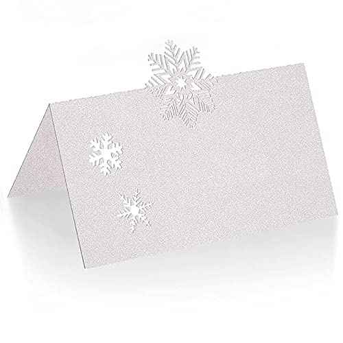 48 Pcs Snowflake Table Cards Christmas Party Place Cards Wedding Seating Cards Tabletop Name Tags Table Setting Cards Food Buffet Labels