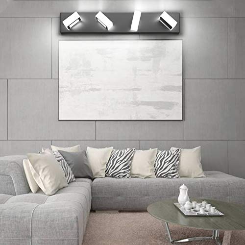 Ralbay LED Bathroom Vanity Light - Black 4 Lights Acrylic Fixture, 26 Inch White Light