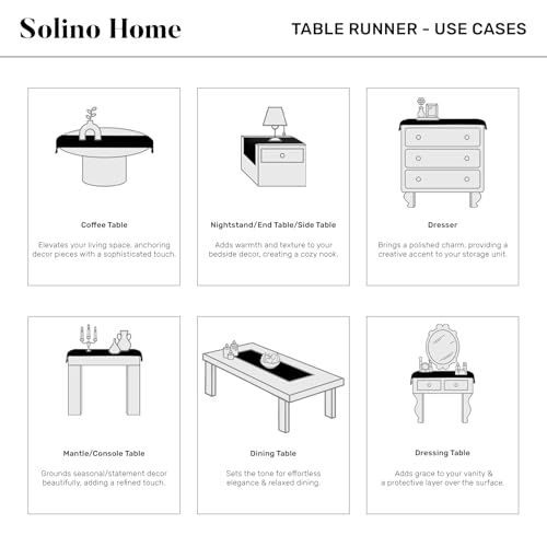 Solino Home Cotton Linen Table Runner Black Hemstitch 14 x 36 in - Variant 04