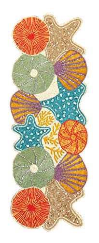 Light & Pro Beaded Seashell Table Runner Orange Blue 13x36 Inch for Holiday Decor