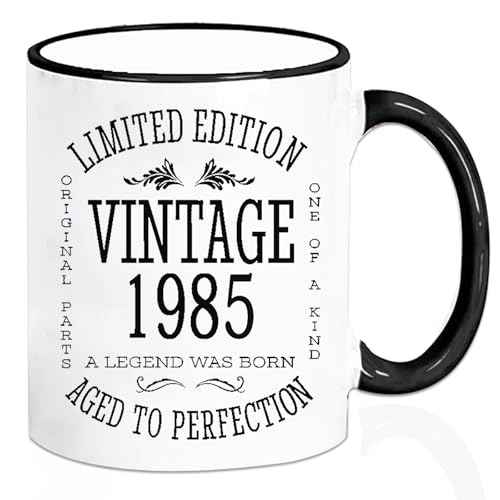 Funny 1985 40th Birthday Gifts Ideas Mug - Unique Ceramic Coffee Mugs for Men and Women - Christmas Gifts for Him, Her, Husband, Wife, Mom, Dad, Family Friends, Coworker - White 11 Oz Tea Cups