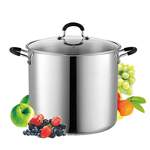 12 Quart Stainless Steel Stock Pot with Lid - Large Cooking Pot for Soup & Canning