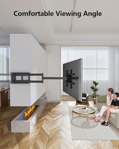 Long Arm Wall Mount for 42-90 Inch TVs up to 150 lbs - Corner Full Motion Bracket - Fits VESA 200x100 to 600x400mm - Extend, Tilt, Swivel, Height Adjustable