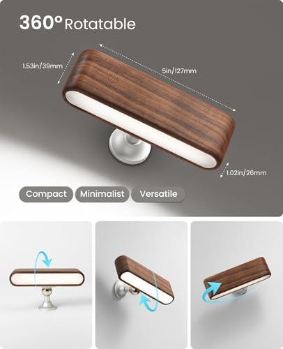 Vadifula Black Walnut Rechargeable Magnetic Wall Sconce Set of 2 - Dimmable Touch Bed Reading Lights