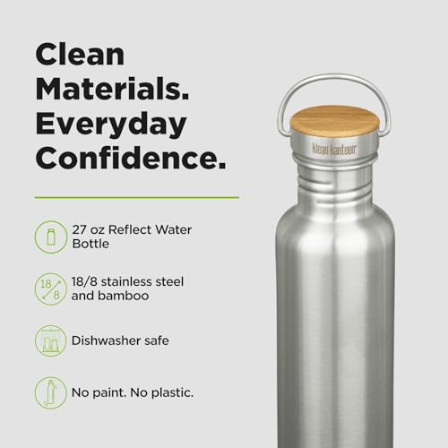 Reflect 27oz Stainless Steel Water Bottle with Bamboo Cap - Brushed Finish