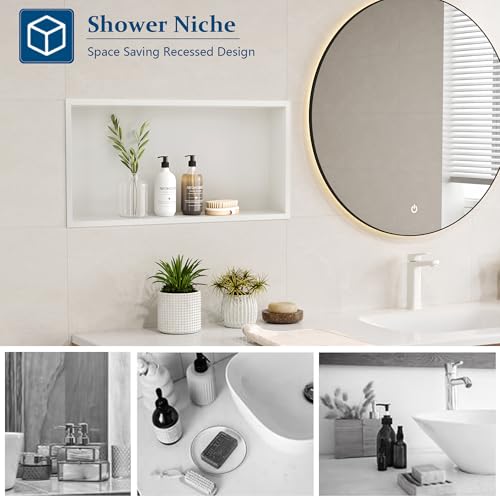 Neodrain 24x12-Inch Stainless Steel Shower Niche - White, Easy Install