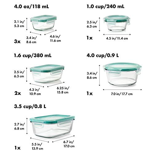 Teal 16-Piece Glass Food Storage Container Set with Airtight Lids - BPA-Free