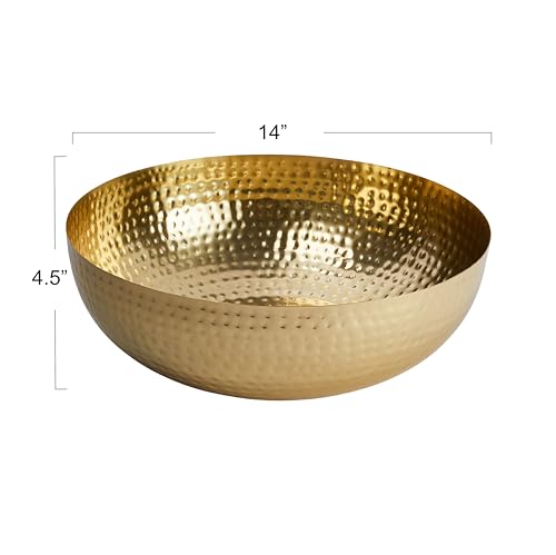 Creative Co-Op Round Hammered Metal Serving and Mixing Bowl, Gold