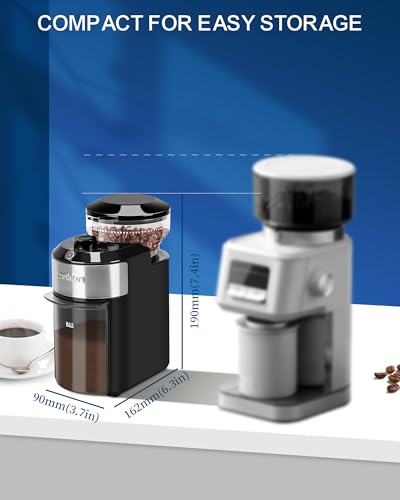 Black Lonkion Electric Burr Coffee Grinder with 28 Settings for Home Use
