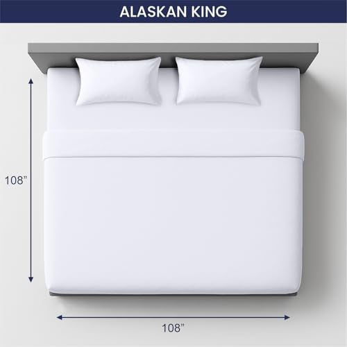 White 108x108 Inch Egyptian Cotton Alaskan King Sheet Set - Deep Pocket 18" - Ultra Soft Hotel Quality Bedding - Variation 01