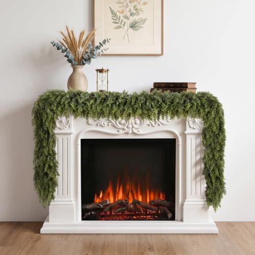 Celeora 9FT Artificial Cedar Garland Real Touch Christmas Greenery for Mantel Decor