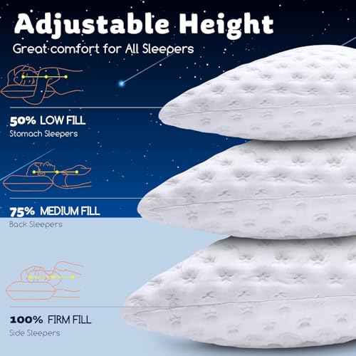KUCEY Cooling Side Sleeper Pillow - Adjustable Standard Crescent White