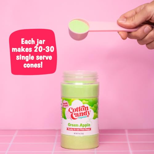 Pink Cotton Candy Machine with 5 Flavors & 50 Cones - Easy to Use & Clean