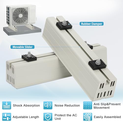 Kalageen 38x18x3 Mini Split Condenser Pad with Floor Mounting Base Kit, Anti-Vibration AC Pad for 9000-36000 BTU Heat Pump