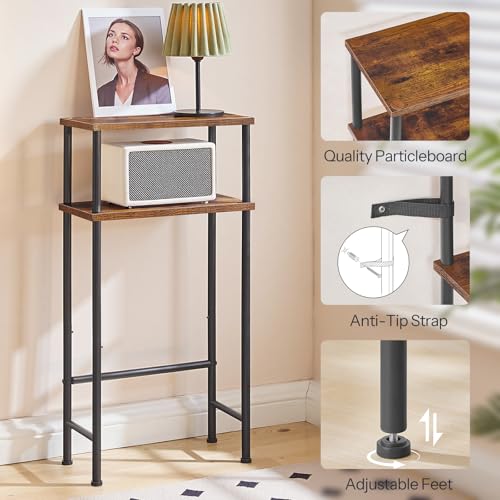 HOOBRO Rustic Brown & Black Narrow Console Table 15.7" Entryway Storage