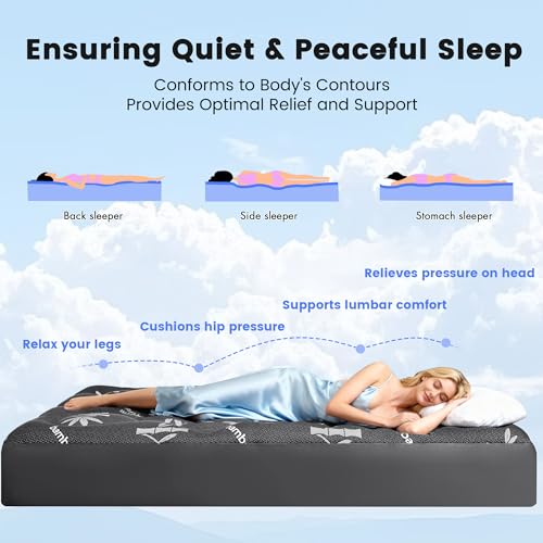Queen Mattress Topper Black - Thick Viscose Bamboo Pillow Top, Deep Pocket Fit