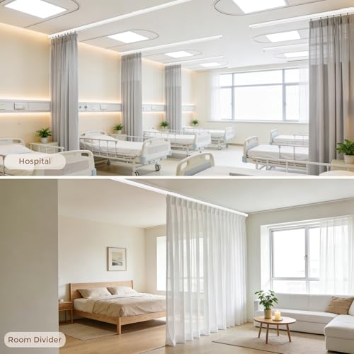 hei! dear White Ceiling Curtain Track 15-18 ft Heavy Duty Wall & Ceiling Mount Rail