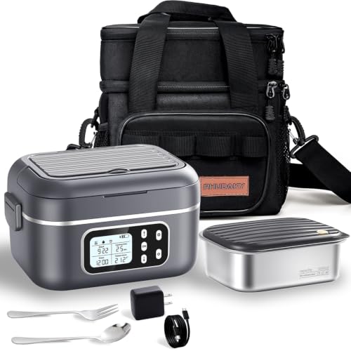27000mAh Cordless Heated Lunch Box - Gray, 6.3 Cups, Fast Heating & Leak-Proof Container with Bag