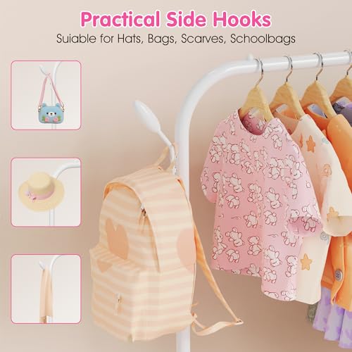 Kids Clothes Rack for Ages 3-6 - Montessori Child Clothing Organizer, White, 31.5W x 15.7D x 39.4H
