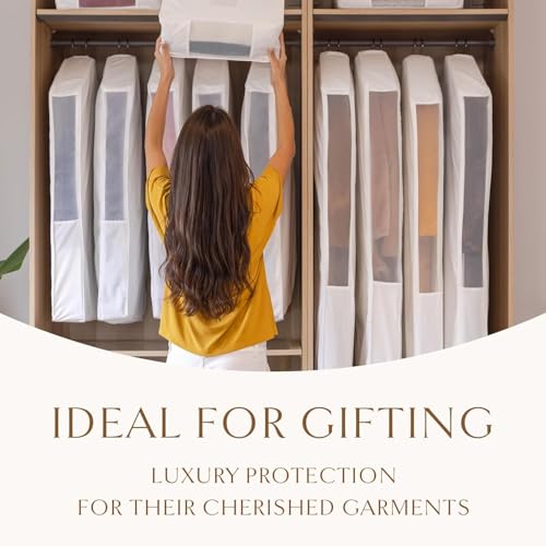 Hayden Hill Organic Cotton Garment Storage Bags 58" & 40" Hanging Clothes Organizer Mothproof Breathable