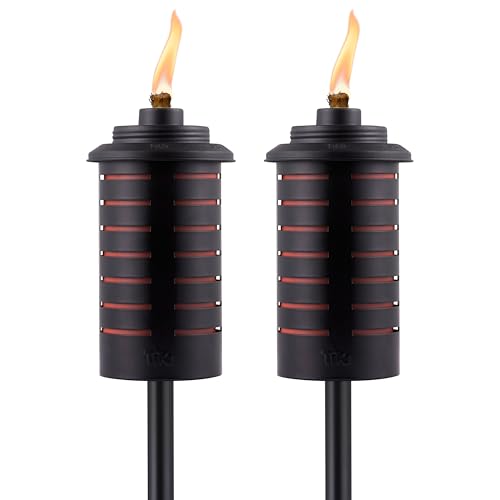 TIKI Horizon 2 Pack Outdoor Torches - Weather-Resistant 3-in-1 Garden & Patio Lighting