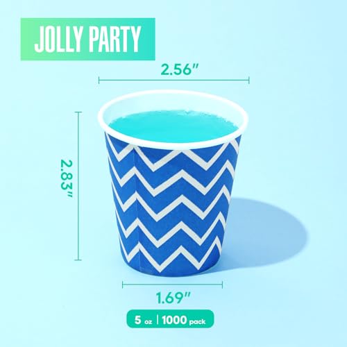 JOLLY PARTY 1000 Pack 5oz Disposable Paper Cups - Striped Small Mouthwash Cups