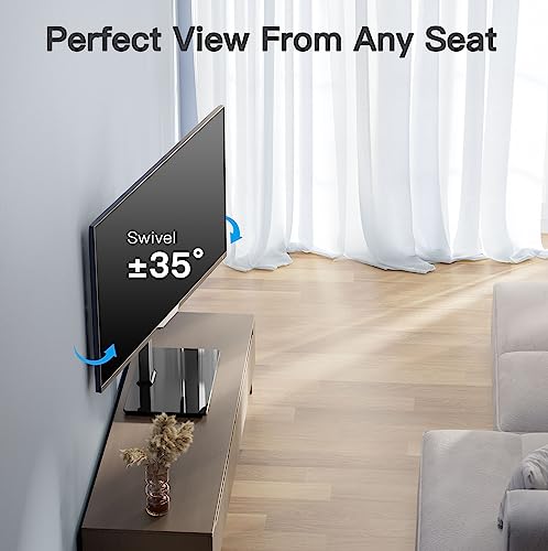 PERLESMITH Universal Swivel TV Stand for 37-80 Inch Flat & Curved TVs, Holds Up to 99lbs