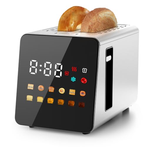 WUNLY Smart Touchscreen Toaster with Wide Slots & Memory - Silver