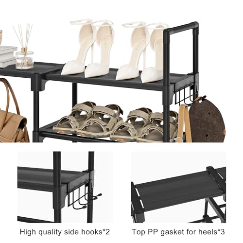 WOWLIVE 9-Tier Stackable Shoe Rack - 50-55 Pairs, Black, 3-Column Design
