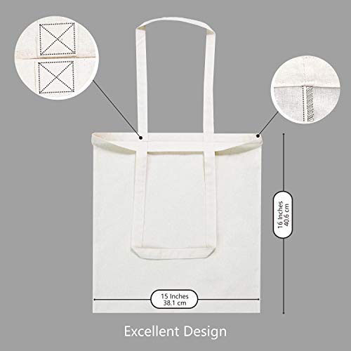 Medium Beige Cotton Tote Bags 48 Pack - Reusable Grocery & Gift Bags