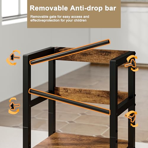 INNOD Wooden Toddler Step Stool with Safety Rail - Adjustable Kitchen & Learning Tower