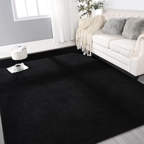 Large Modern Area Rug 7x10 Feet Black - Soft Non-Slip Living Room & Bedroom Carpet - Variation of THIS listing