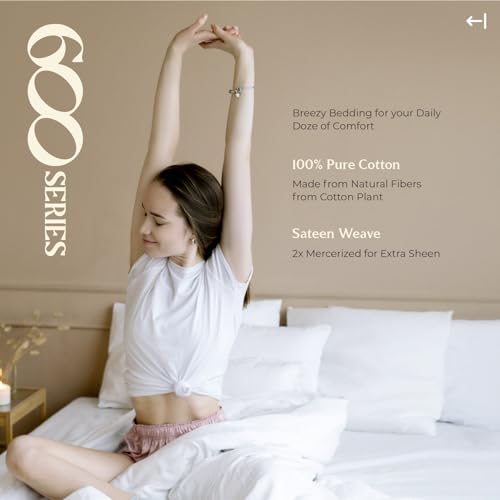 Mayfair Linen Egyptian Cotton King Sheets Set 600 Series Voyage Collection White - Deep Pocket, Soft & Cooling, 4 Pieces, Variation King / 01