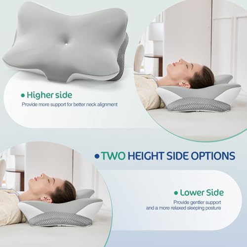 Grey Butterfly Cervical Memory Foam Pillow for Neck and Shoulder Pain