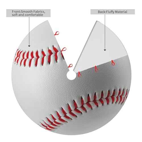 Sport Baseball Ball 36 Inch Christmas Tree Skirt Round Winter Snow Suitable for Christmas Xmas Halloween Holiday Party Decor Decoration Occasion