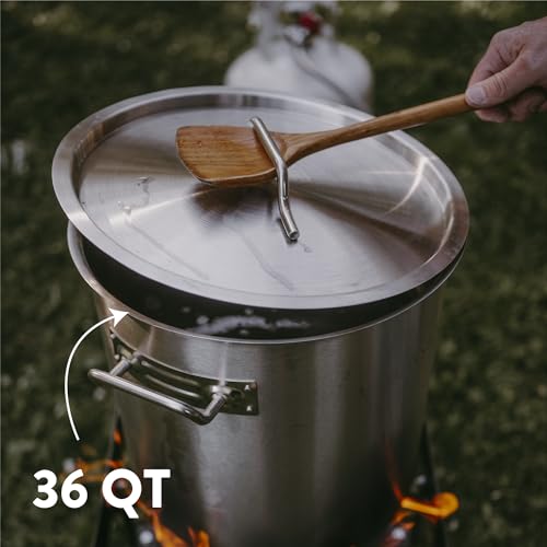 Gas One 36QT Stainless Steel Stockpot with Lid & Basket - Heavy-Duty Kitchen Cooking