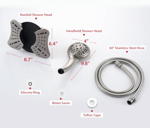GRICH Dual Shower Head with Handheld Spray Nickel 2.5 GPM High Pressure Rainfall