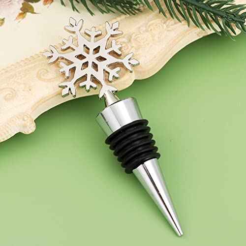 2 Pack Snowflake Wine Bottle Stopper for Christmas Decorative, Alloy Wine Stoppers, Winter Decor Holiday Wedding Christmas Party Supplies, Wine Accessories Gift for Hostess - Wine Bottle Corkers