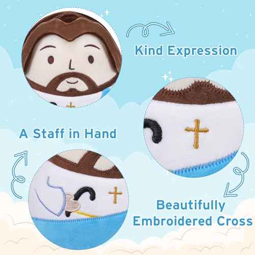 Jesus Plush Pillow Religious Gift - Christian Plush Toy Divine Inspiration Beautiful Cross Embroidery, Jesus Stuffed Christmas
