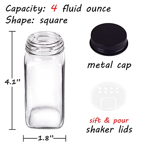 36 Pack Glass Spice Jars with Labels - 4oz Food Storage Containers