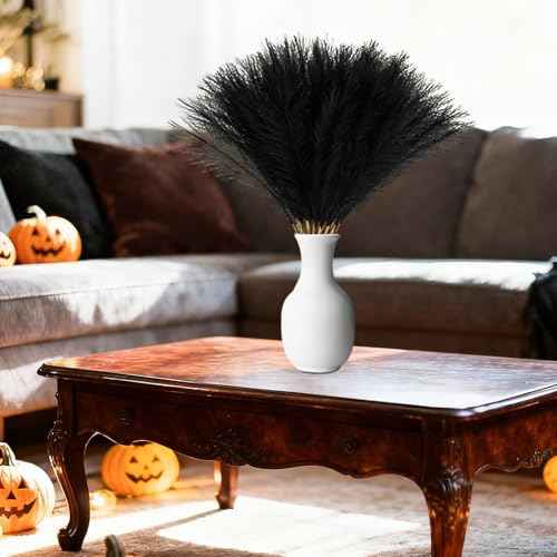 30Pcs Faux Pampas Grass,21.6" Artificial Pompous Grass for Home Wedding Boho Valentine St. Patrick Independence Halloween Fall Christmas Party Decor,Black